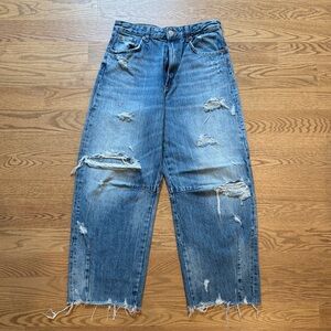 Zara Relaxed Fit Distressed Denim Jeans